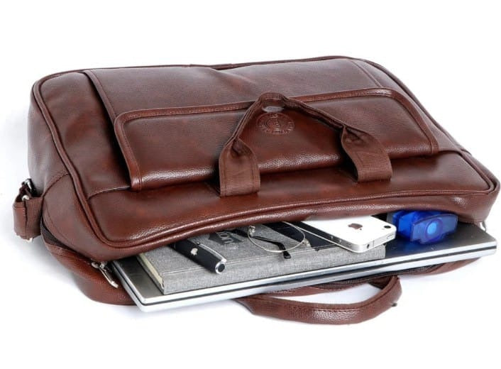 Premium Brown Leather Laptop Briefcase / Office Work Bag