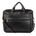 Executive Black Leather Laptop Briefcase with Shoulder Strap