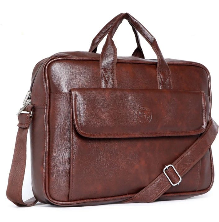 Premium Brown Leather Laptop Briefcase / Office Work Bag